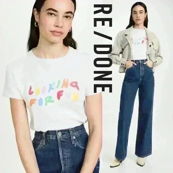 RE/DONE Looking for Fun Print Baby Tee - Picture 2 of 16